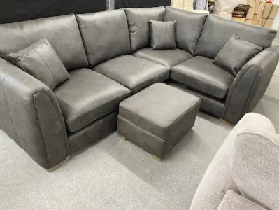Leatherette corner with storage footstool