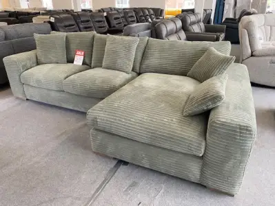 Corner Sofa Bed in Mint Green Jumbo Cord