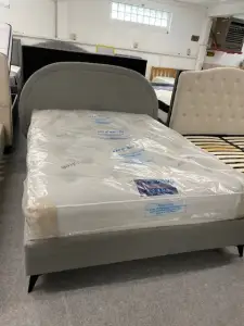 King size Bed in Grey teddy bear fabric including Regent Pocket Mattress