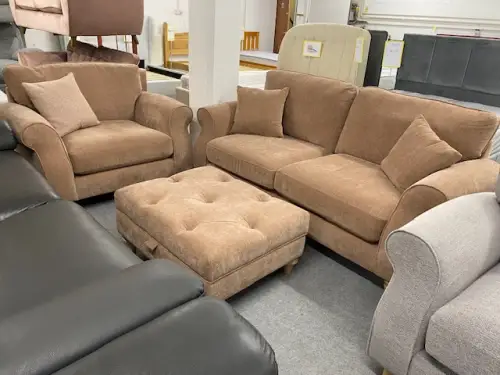 Click Here To Enlarge This Photo Of Dusky pink 3 &plus; Chair &plus; Storage footstool