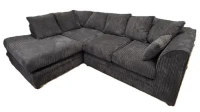 Black Jumbo Cord Corner Sofa