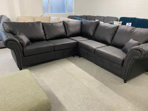 Click Here To Enlarge This Photo Of Large corner in black faux leather