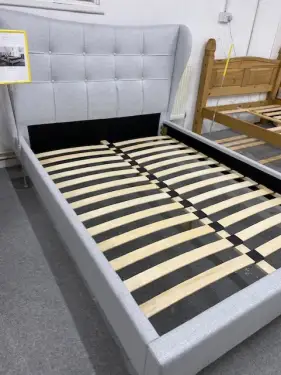 Click Here To Enlarge This Photo Of Double bed in light grey