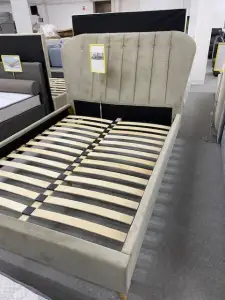 Double bed in beige plush velvet  &pound;199