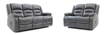 Alpha Electric Recliner Sofa Grey 3+2 Set