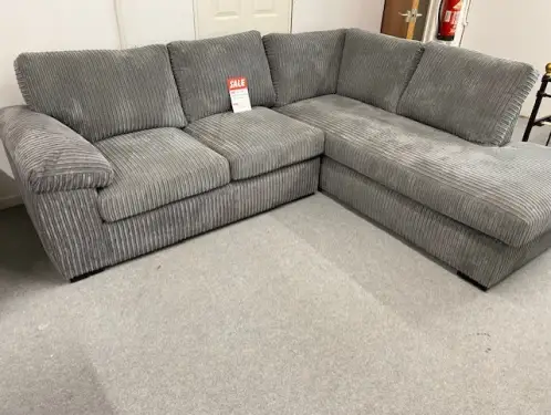 Click Here To Enlarge This Photo Of Grey Jumbo Cord Corner Full Back Cushions