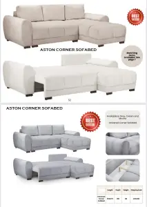Aston Corner Sofa Bed Grey - Camel - Cream
