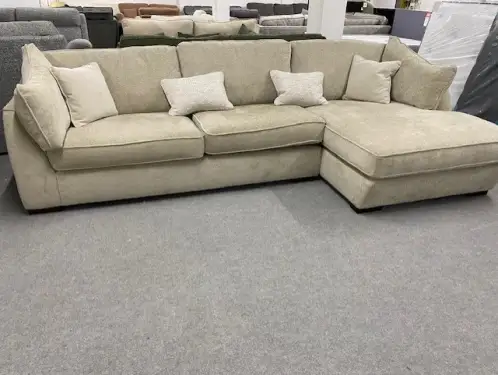 Click Here To Enlarge This Photo Of Large Beige Corner Chaise Sofa