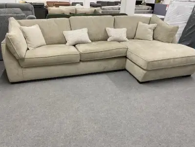 Large Beige Corner Chaise Sofa