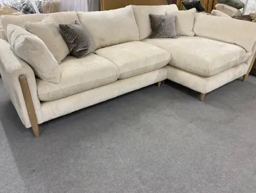 Click Here To Enlarge This Photo Of Cream corner sofa with exposed wood