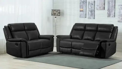 Click Here To Enlarge This Photo Of TORINO RECLINER 3&plus;2 SOFA SET Black