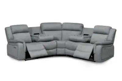 Lisbon Recliner Large Corner Sofa Grey