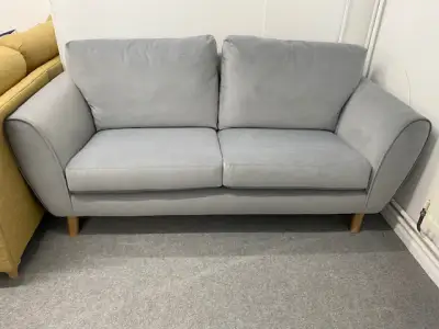 Grey plush velvet 2.5 seater